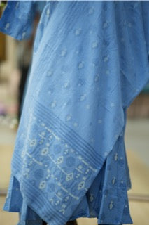 Elegant Sky Blue Handblock Anarkali Set with Dupatta